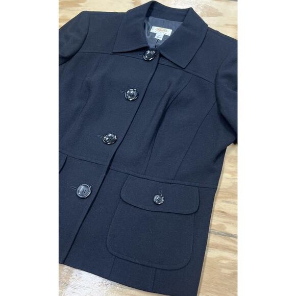 Vtg Talbots Women’s Blazer Sz 14P Black Wool Jacket Career Work Professional - Picture 4 of 10